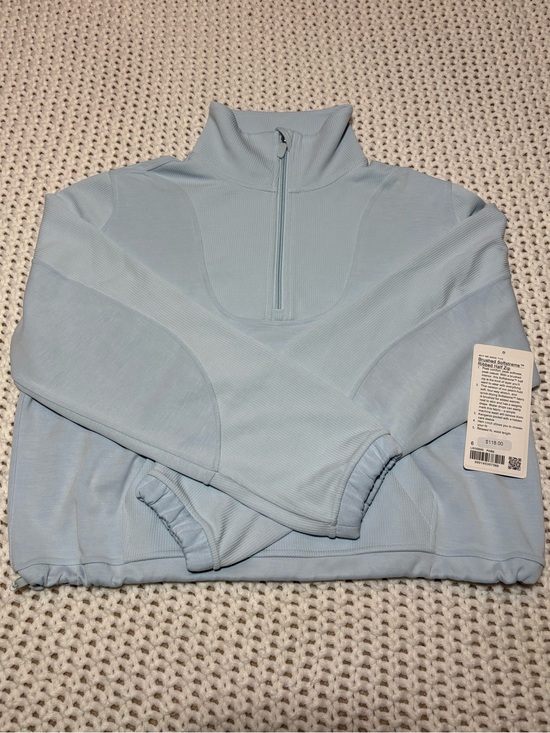 lululemon athletica Tops - lululemon powder blue brushed Softstreme ribbed half zip size 6